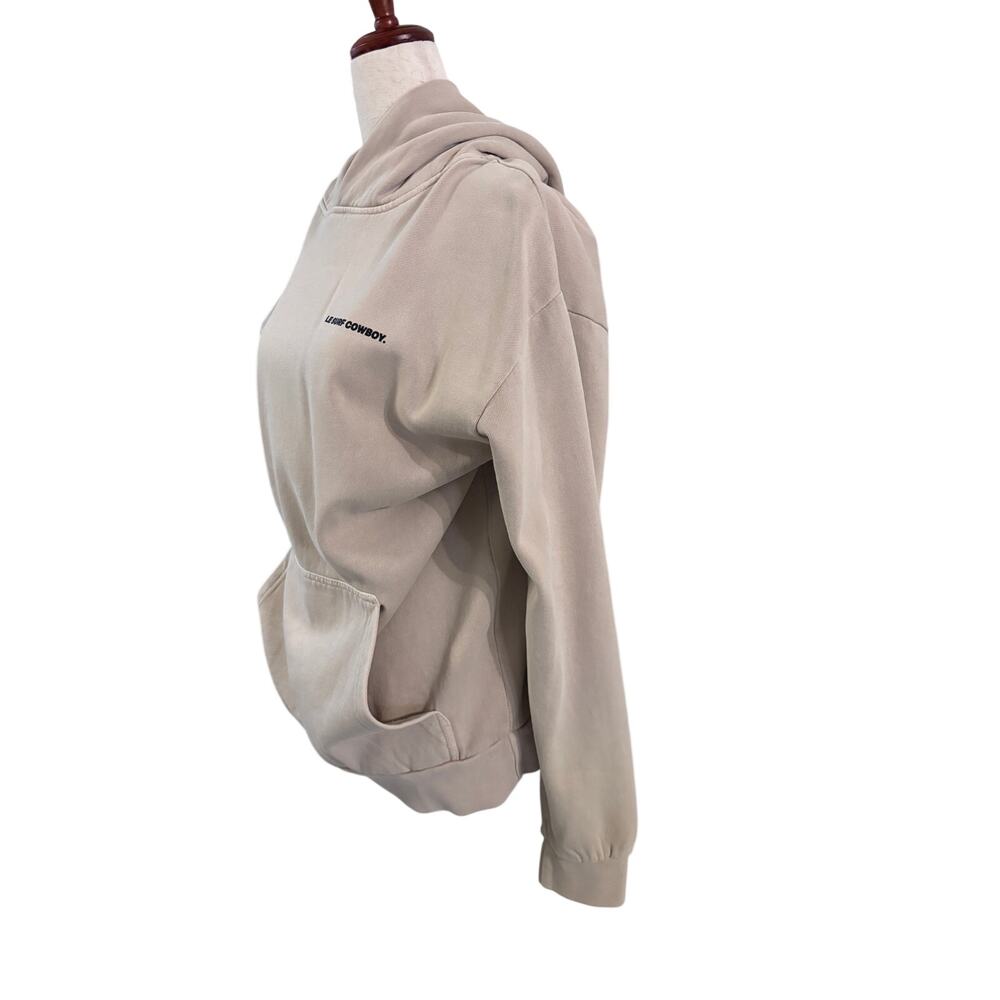 Le Surf Cowboy Hoodie Sweatshirt Medium Beige Graphic Pullover Oversized - Picture 3 of 9
